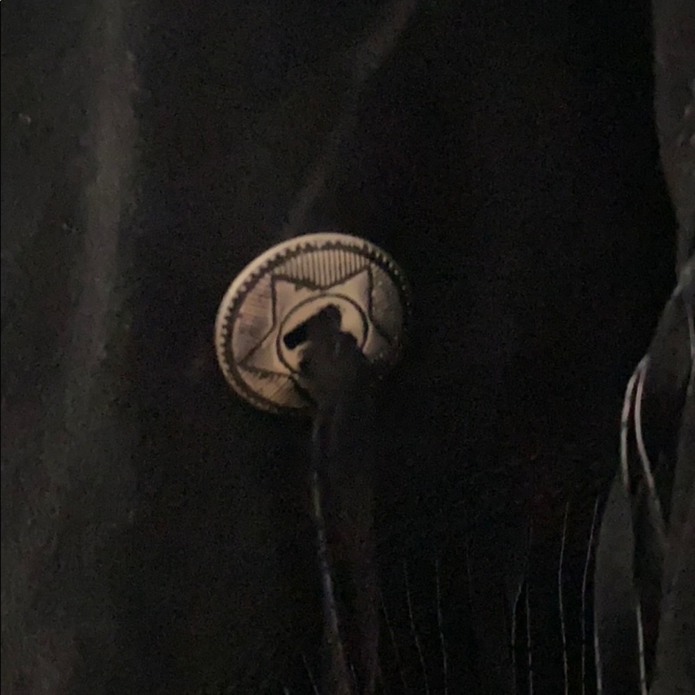 Vintage Black Fringed Suede Leather Jacket - Picture 6 of 9